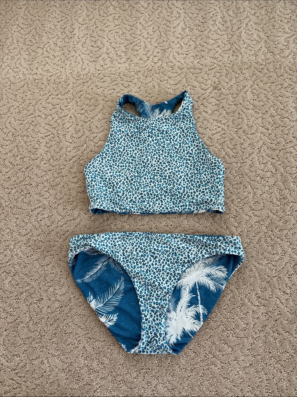 Carve Designs Blue Patterned REVERSIBLE Two-Piece Swim Set